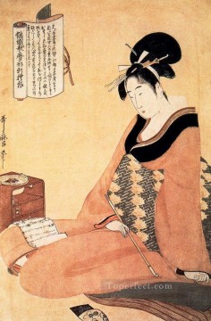  leyendo Pintura - leyendo una carta Kitagawa Utamaro Ukiyo e Bijin ga